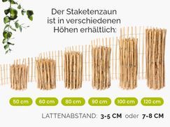 Der Staketenzaun ist in verschiedenen Höhen erhältlich