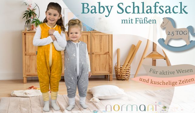 Baby Schlafsack mit Beinen aus Bio Baumwolle von NORMANI