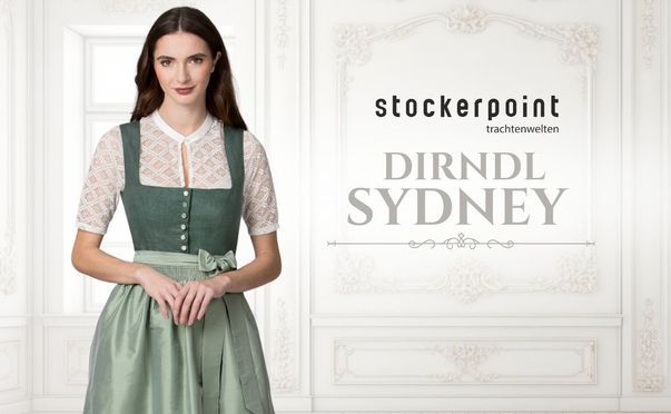 Raffiniertes Dirndl Sydney in Tannengrün