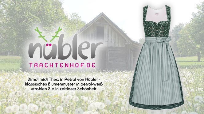 Dirndl midi Thea in Petrol Strahlen Sie in zeitloser Schönheit