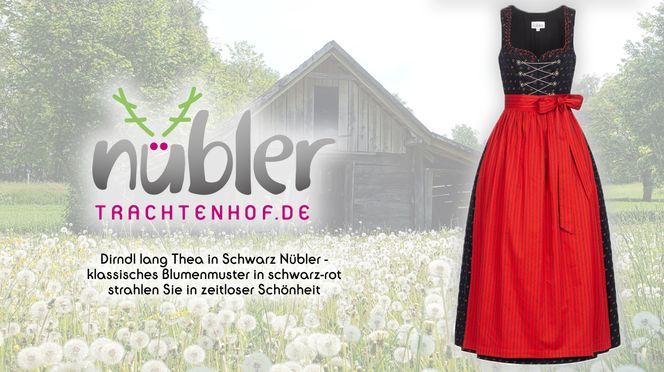 Dirndl lang Thea in Schwarz Strahlen Sie in zeitloser Schönheit