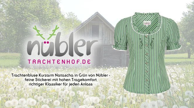 Trachtenbluse Kurzarm Natascha in Grün richtiger Klassiker für jeden Anlass