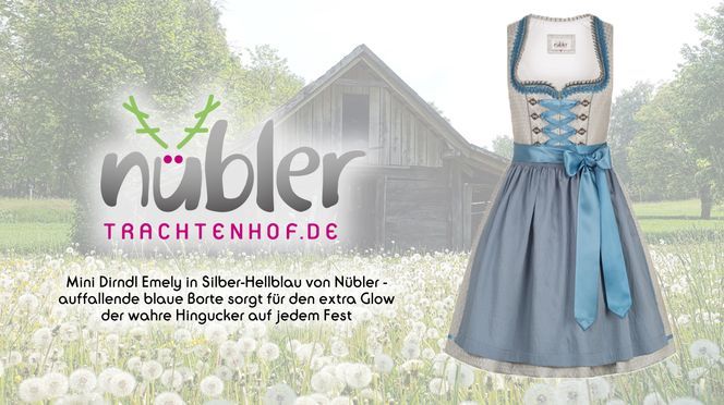 Mini Dirndl Emely in Silber Hellblau der wahre Hingucker auf jedem Fest