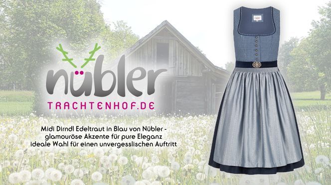 Midi Dirndl Edeltraut in Blau ideale Wahl für einen unvergesslichen Auftritt