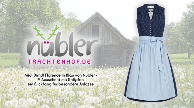 Midi Dirndl Florence in Blau von Nübler ein Blickfang für besondere Anlässe