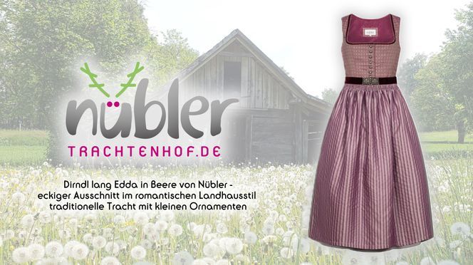 Dirndl lang Edda in Beere von Nübler traditionelle Tracht mit kleinen Ornamenten