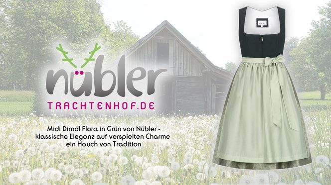 Midi Dirndl Flora in Grün ein Hauch von Tradition