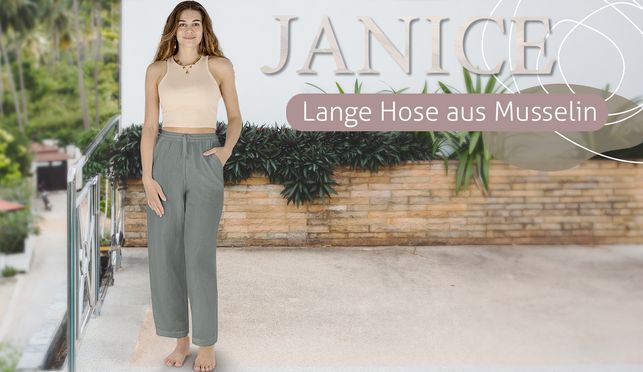 Leichte lange Sommer Hose aus Musselin von JANICE