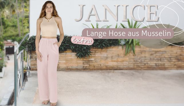 Leichte extra lange Sommer Hose aus Musselin für Damen von Janice