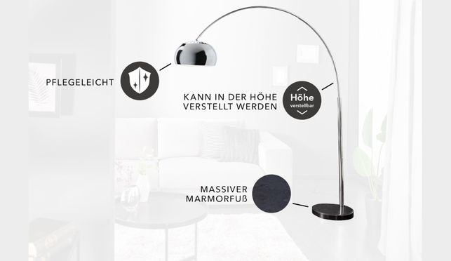 Deine neue, höhenverstellbare Bogenlampe - mit Marmorfuß