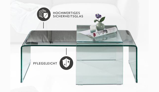 Dein neuer, moderner Couchtisch - 2er Set aus Sicherheitsglas