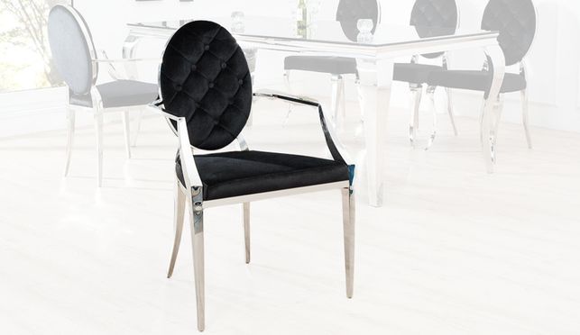 Dein neuer, eleganter Stuhl mit Armlehnen und Zierknöpfen!