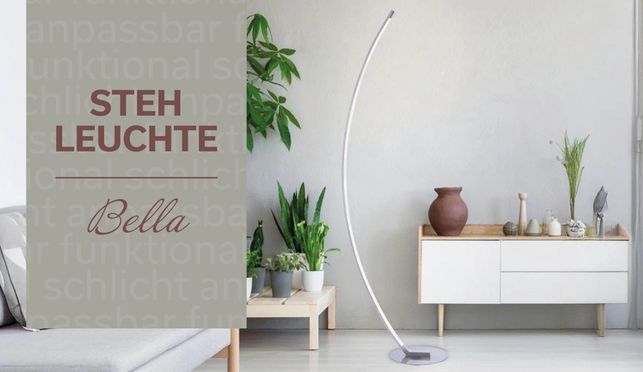 Moderne Stehleuchte im gebogenen Design