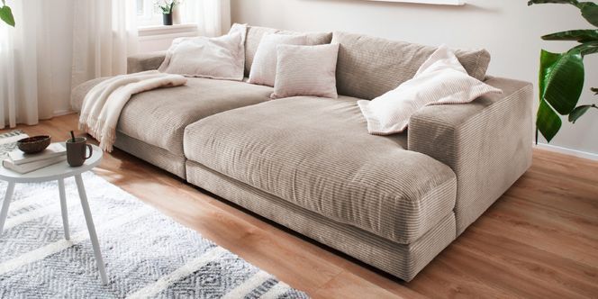 KAWOLA Big Sofa MADELINE Cord taupe