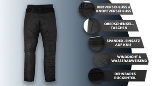 Motorradhose mit vielen Funktionen