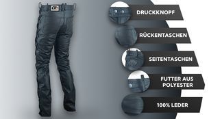 Lange Lederhose mit vielen Funktionen