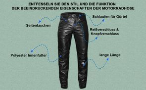 Funktion der Motorrad Lederhose beeindruckende Eigenschaften