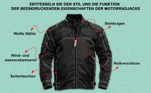 Funktion der Motorradjacke beeindruckende Eigenschaften