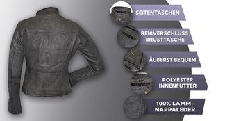 Lederjacke mit vielen Funktionen in grau