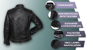 Lederjacke mit vielen Funktionen in Schwarz