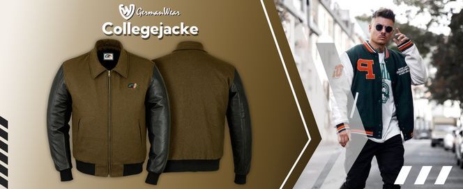 Collegejacke Wolljacke mit Lederärmeln