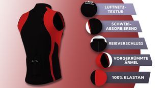 Radtrikot mit vielen Funktionen in Rot