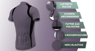 Radtrikot mit vielen Funktionen in Grau