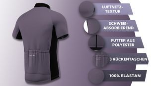 Radtrikot mit vielen Funktionen in Grau