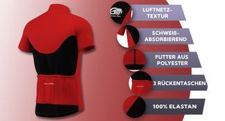 Radtrikot mit vielen Funktionen in Rot