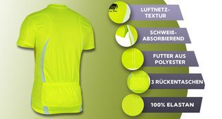 Radtrikot mit vielen Funktionen in Neongrün