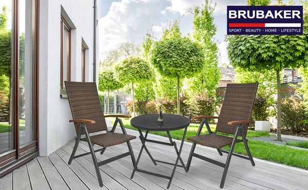 Garten Set bestehend aus 1 bis 6 Gartenstühlen in grau braun und einem Klapptisch in anthrazit