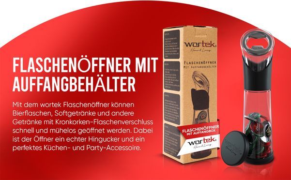 wortek Flaschenöffner mit Auffangbehälter