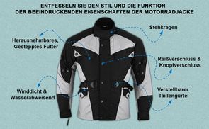 Funktion der Motorradjacke beeindruckende Eigenschaften