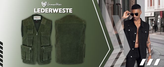 Jagdweste feinster Büffel Leder mit Polyester Innenfutter