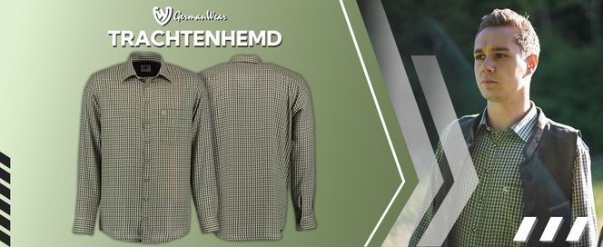 Trachtenhemd Langarm Hemd Regular Fit Haifischkragen mit Stick für Herren