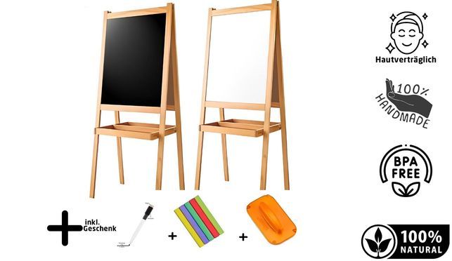 Großes 2in1 Kinder Kreidetafel Whiteboard 100cm Standtafel Schreibtafel Schule