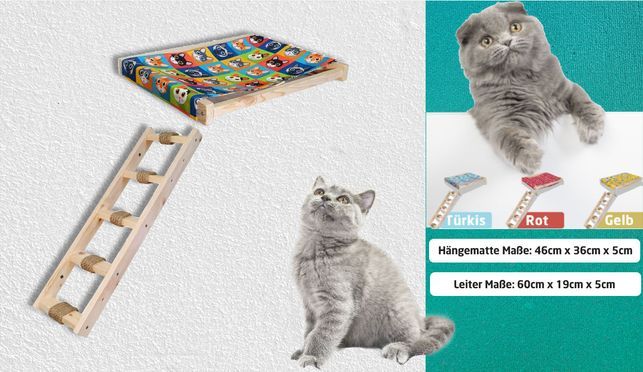 Hängematte Leiter Katze Wandbett Wandliege Katzenregal Wandmontage Katzenliege