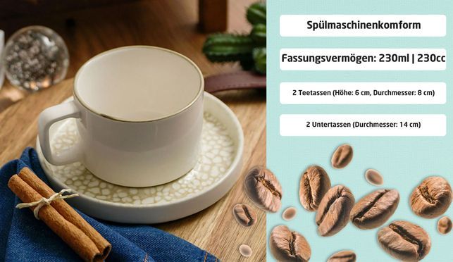 Heda Tee / Kaffeetassen Set 4 Teilig 2 Personen