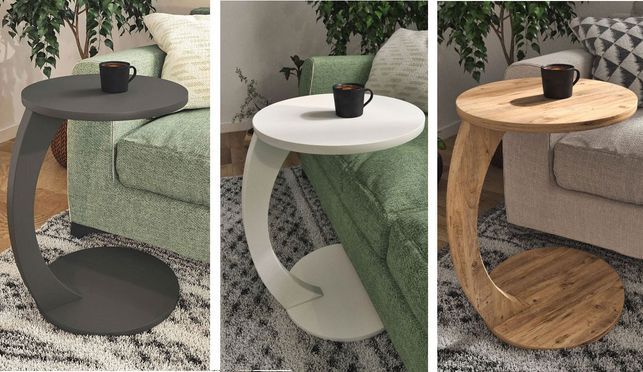 Moderner Beistelltisch mit Rollen Kaffeetisch Couchtisch Sofatisch Holz Rund