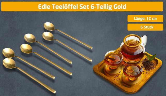 Edle Teelöffel Set 6 Teilig Gold