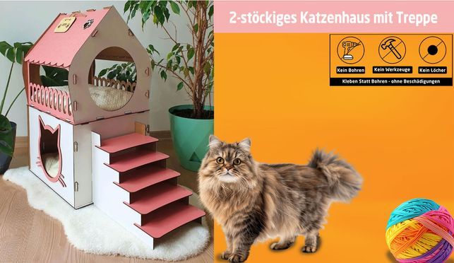 XL Katzenhaus Rosa/Pink