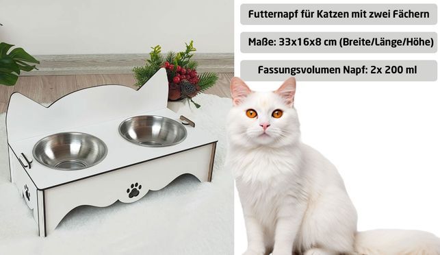 Napf Futternapf Katzen Katzennapf Doppelseitig Fressnapf Trinknapf Erhöht