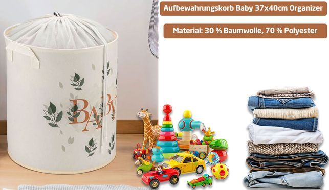 Aufbewahrungskorb Baby 37x40cm Organizer Mehrzweck Babykorb Utensilienkorb Spielzeugkorb