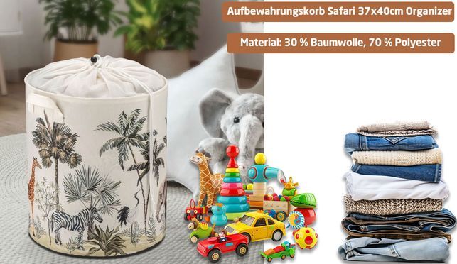 Aufbewahrungskorb Safari 37x40cm Mehrzweck Organizer Spielzeug Truhe Korb