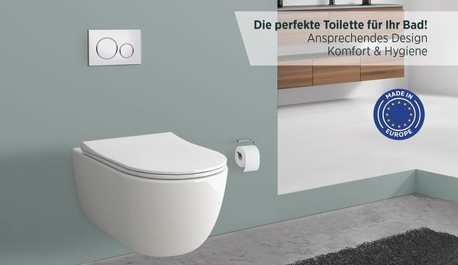 SPÜLRANDLOSES WC MIT NANO UND WC SITZ MIT ABSENKAUTOMATIK