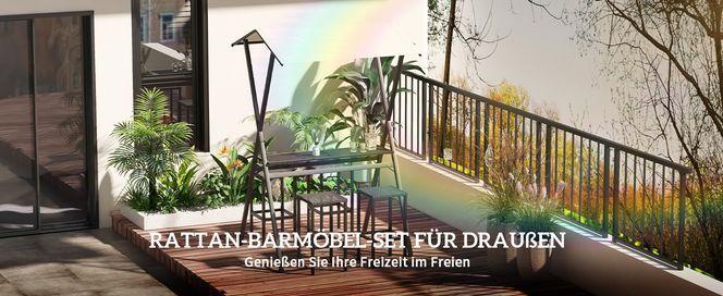 Rattan Barmöbel Set für draußen