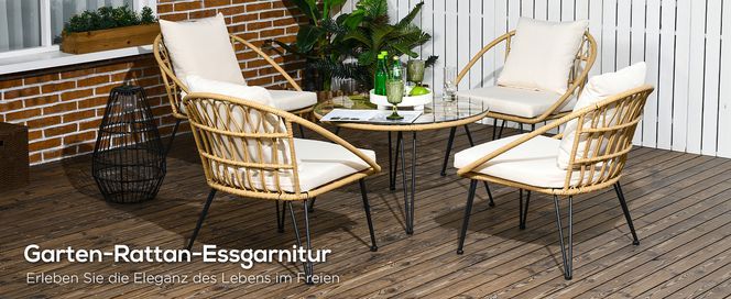 Garten Rattan Essgarnitur