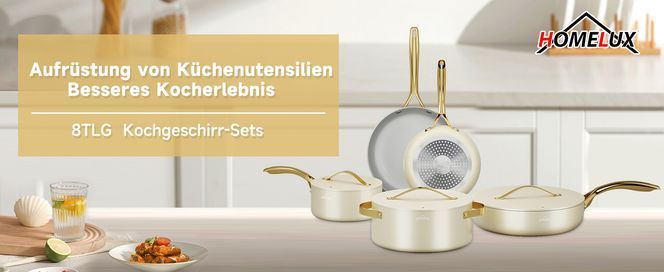 HOMELUX Topfset Induktion 8 teilig, Induktions Töpfe Set, Töpfe mit Glasdeckel, Kochtopf Set, Töpfe