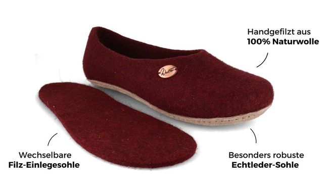 WoolFit Ballerina: Leichte & elegante Filz Hausschuhe mit Einlagen