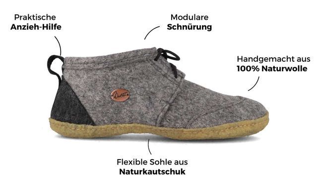 WoolFit Nomad: Hohe Barfuß Hausschuhe aus 100% Filz perfekt für Einsteiger ins Barfußlaufen